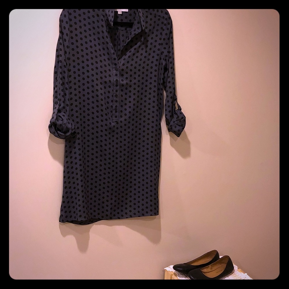 Polka Dot Button Down Shirt Dress